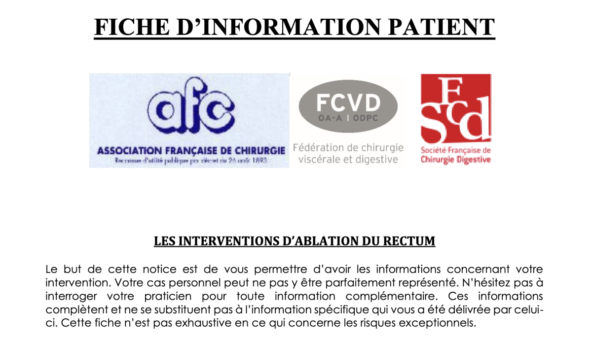 Fiche patient rectum présentation